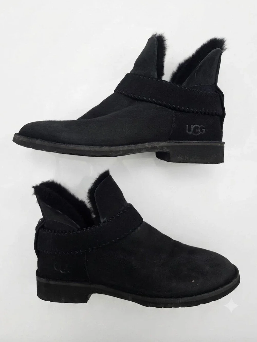 UGG Mckay Black Suede Sheepskin Ankle Boots Booties Size US 9 Women